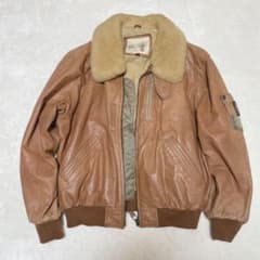 빈티지 a-2 G-1 가죽 재킷 보아 칼라 브라운 남성 L