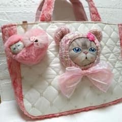 コヤンイサムチョン☆横長トートバッグ キルトビーズ＆3Dバラ刺繍 ルミ