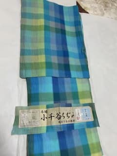 未使用 本場小千谷縮オーガニック麻夏着物お仕立て上がり 裄丈長め