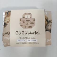 GuGuWorld エコバッグ ベージュ 犬柄 ファスナー付のサムネイル
