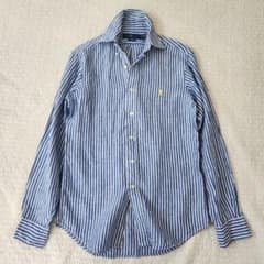 美品◎ラルフローレン リネン 麻 シャツ ブラウス ストライプ 羽織