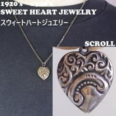 40s スウィートハートジュエリー 両面 シルバー 波 唐草 スクロール