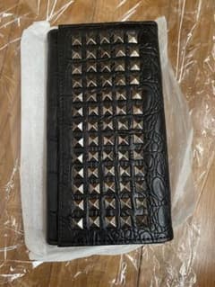 クロコ型押し スタッズ付き長財布 ブラック平成グランジお兄系のサムネイル