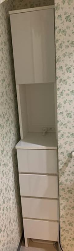 【値下げ】隙間収納　家電が使えるコンセント付き 多機能洗面所チェスト 幅30cmのサムネイル