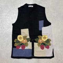 【00's vintage】 Mrs Giardino ニットベスト 花柄 刺繍のサムネイル