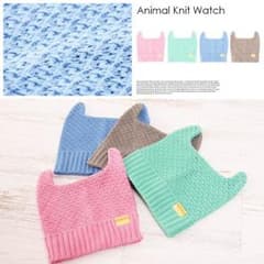 耳付きcute❤️アニマルニットワッチcap 【グリーン】のサムネイル