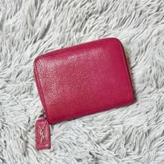 美品】イヴ・サンローラン 折り財布 レザー YSL ステッチ ロゴ 希少
