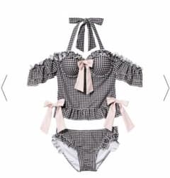 夢展望  ギンガムチェック  ピンクリボン  体型カバー 水着のサムネイル
