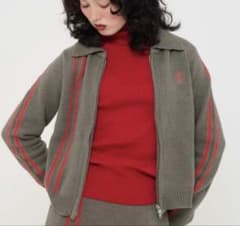 TINAJOJUN ジップアップ ニットジャケット チャコールのサムネイル