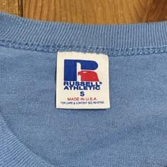 90s USA 러셀 빈티지 T 셔츠 S 블루 소매 싱글