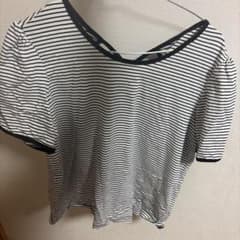 ボーダー柄 半袖Tシャツ バックリボンのサムネイル