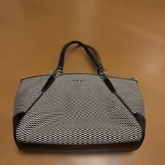 COACH ハンドバッグ チェック柄 ブラック×ホワイト - メルカリ