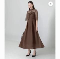 Lejaビスチェ風切り替え花柄シアーレースワッフル生地ロング丈ドレス