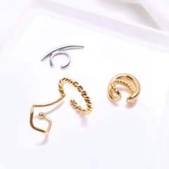 ◉Unused◉Variant! Rare! Set of 3 Ear CuffsEar Hooks/Gold/Silver