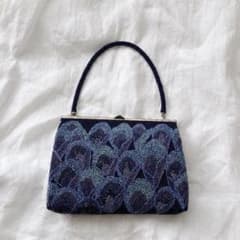 美品 総ビーズ ハンドバッグ ヴィンテージ がま口 パーティーバッグ