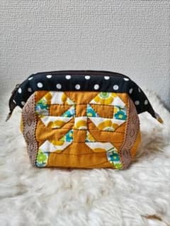 リボン♡ワイヤー金口パッチワークポーチのサムネイル