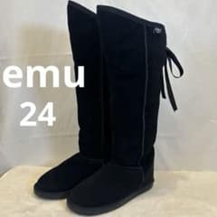 「emu」 スエード　ロングブーツ　リボン　24cm ニーハイブーツのサムネイル