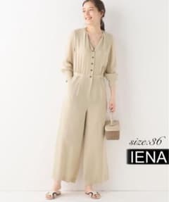 美品 イエナ ベージュ とろみ Vネック 長袖 オールインワン つなぎ 