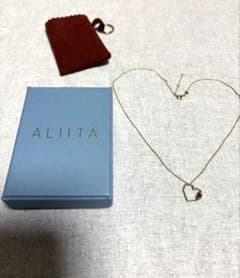 美品 ALIITA ハート型ペンダントネックレス アリータ ガーネット K10 