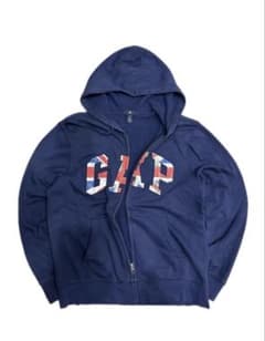 GAPギャップ　フルジップパーカー　ネイビー　ユニオンジャック 00s Y2K GAP ジップアップパーカー ネイビー ユニオンジャックロゴ S - メルカリ