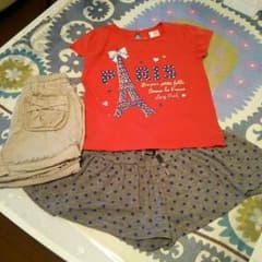 ☆３点セット(^^)110㌢キュロットパンツＴシャツ☆のサムネイル