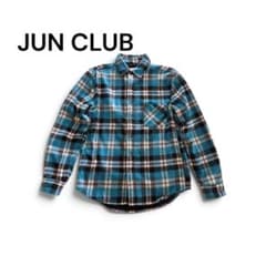 JUN CLUB ジュンクラブ 長袖チェック柄シャツ 青 黒 白 [Lサイズ]のサムネイル