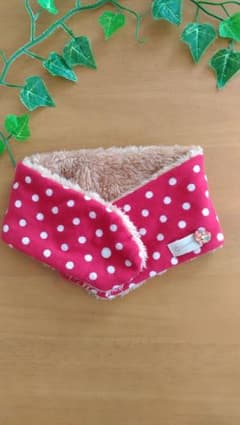 ミニマフラー　水玉×ハートボタンのサムネイル