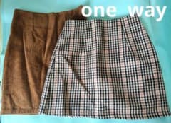 One Way ミニスカート 2点セット コーデュロイ チェックのサムネイル