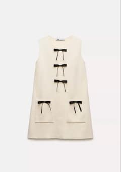 新品ZARA コントラストリボンニットミニワンピースのサムネイル
