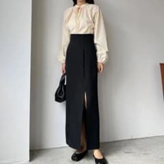 Louere ハイウエストスリットペンシルスカート （ブラック）Lサイズのサムネイル