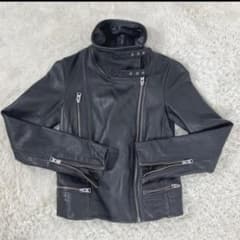ALL SAINTS ラムレザー ダブルライダースジャケット S UK2 ラムレザー ダブルライダースジャケット 短丈 ALL SAINTS 黒