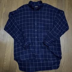 00s COACH ネイビー チェック柄 長袖シャツ M USAタグのサムネイル