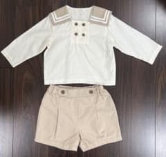【チョコ様専用】hibyebebe セーラー襟トップスとショートパンツセットのサムネイル