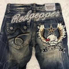 RED PEPPER レッドペッパー メンズ29 刺繍デニム スタッズ Y2K 極美品】RED PEPPER レッドペッパースカルデニムサイズ25Y2K - メルカリ