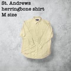 カシミヤ混St.AndrewsセントアンドリュースヘリンボーンシャツMベージュ