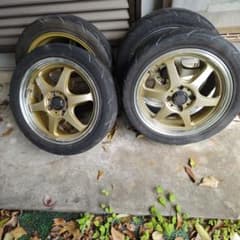 １５インチアルミホイール　タイヤセット　4本　4穴　pcd100　軽自動車にのサムネイル