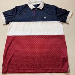 MARK & LONA ポロシャツ L トリコロール 星柄 半袖 ゴルフウェア MARK & LONA ポロシャツ L トリコロール 星柄 半袖 ゴルフウェア