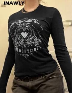 y2k グランジ 長袖Tシャツ ブラックのサムネイル