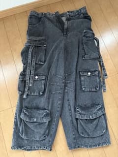 Adrer ワイドカーゴデニムパンツ ブラックのサムネイル