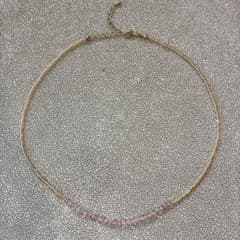 ハンドメイド ビーズ　パープル　オレンジ　ネックレス　アクセサリーのサムネイル