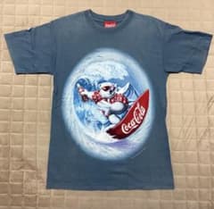 【90s】1998年 コカコーラ シロクマ サーフィン Tシャツ フェードブルーのサムネイル