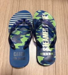 20cmビーチサンダル　Steamer Lane キッズサンダル ブルー 迷彩柄 - 4
