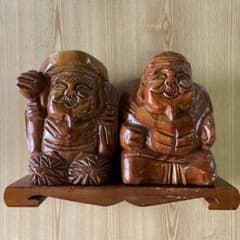 木製 福の神 彫刻 二体 木製 福の神 彫刻 二体セット - メルカリ