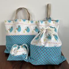 レッスンバッグ等4点　ハンドメイド レッスンバッグ4点セット 入園入学 - メルカリ