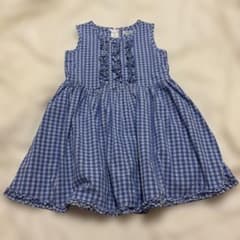 ノースリーブチェックワンピース青のサムネイル