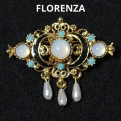 FLORENZA　フロレンザ　アンティーク調　ブローチ　ゴールドカラー
