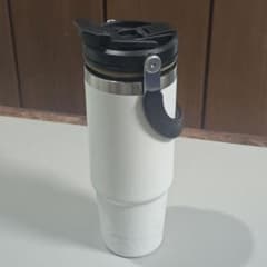大容量　900ml ハンドル付き ステンレス タンブラー ホワイトのサムネイル