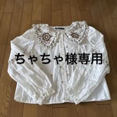 専用商品 ZARA 刺繍付きホワイト長袖シャツ　襟付きのサムネイル