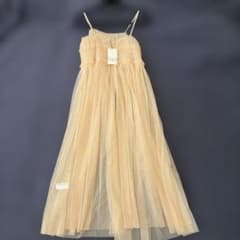 ✨最安値✨【ZARA 】 ZARA チュール キャミワンピース ベージュ Sのサムネイル
