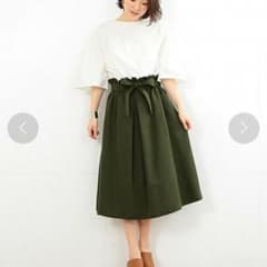 BEAMS＊ハイウエストミディスカート＊カーキのサムネイル